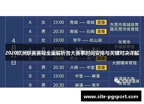 2020欧洲联赛赛程全面解析各大赛事时间安排与关键对决详解