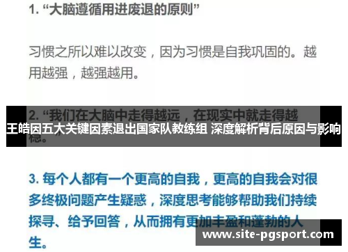 王皓因五大关键因素退出国家队教练组 深度解析背后原因与影响
